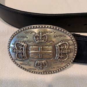 “English” Black Leather Belt, Size 35